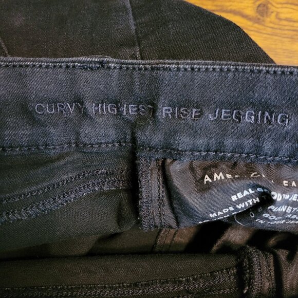 American Eagle Jean 4 S Jegging Curvy Highest Rise Next Level Stretch Black Wash - Picture 5 of 12